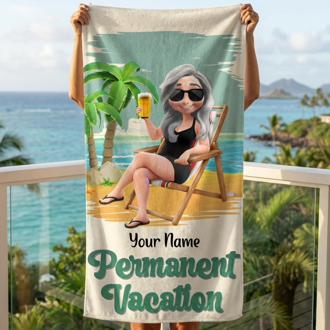 Retirement Plan Permanent Vacation - Personalized Beach Towel
