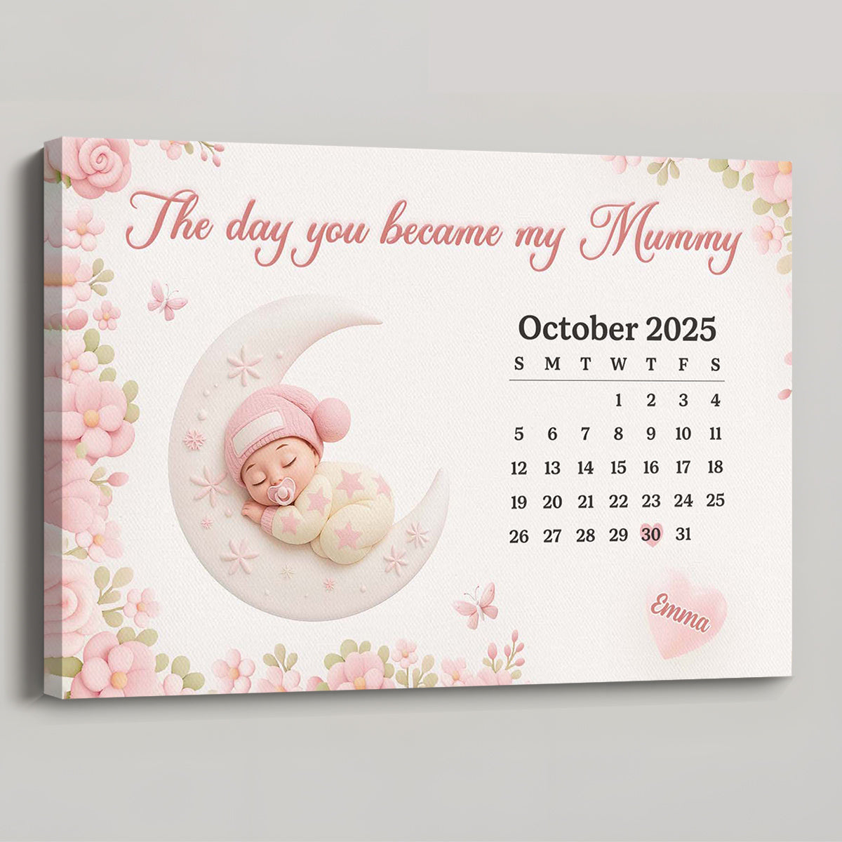 The Day You Became My Mum - Personalised Photo Canvas / Poster From Baby