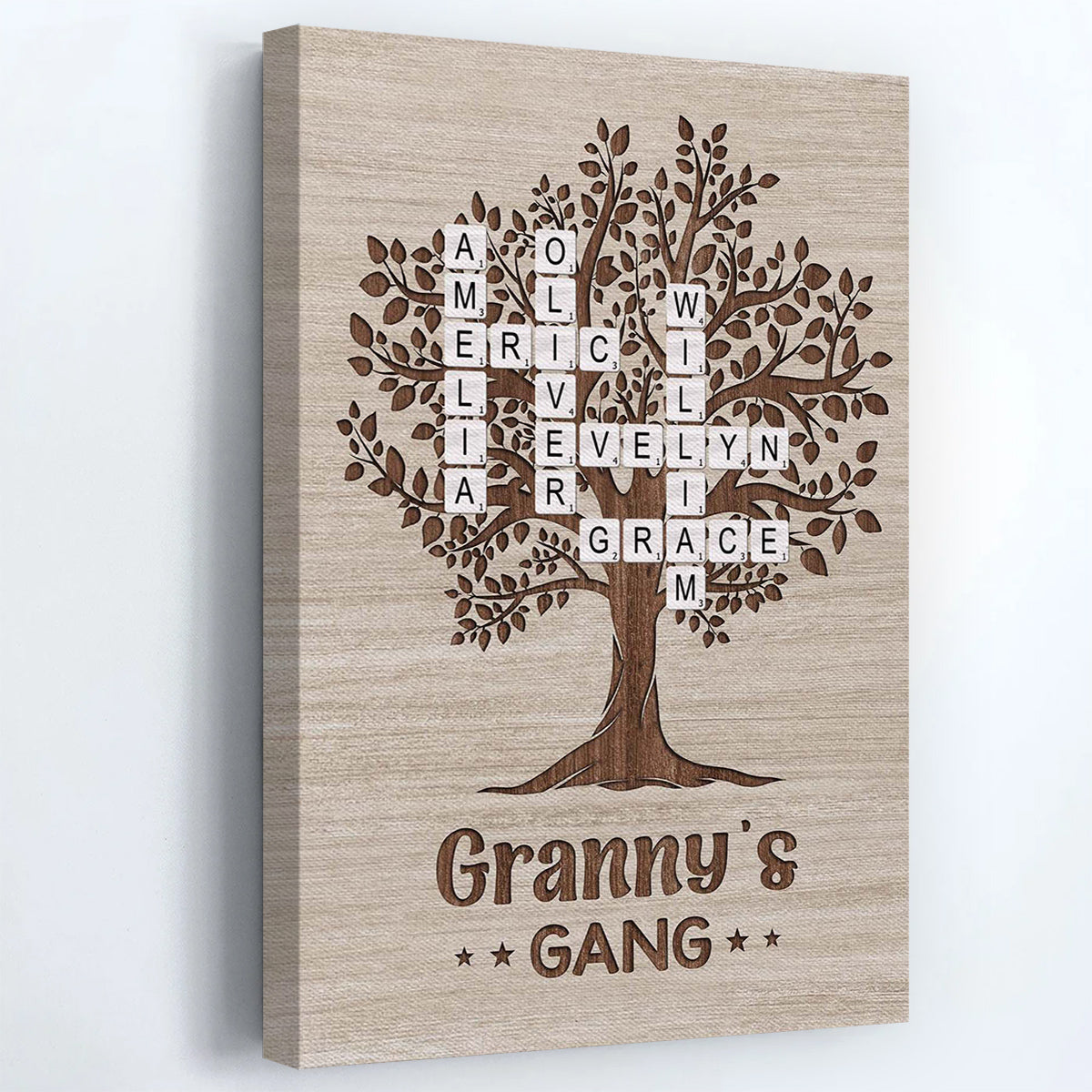Personalised Crossword Puzzle Canvas / Poster - Gift for Granny/Grandad