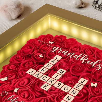 Grandkids Make Life More Grand - Personalized Flower Shadow Box