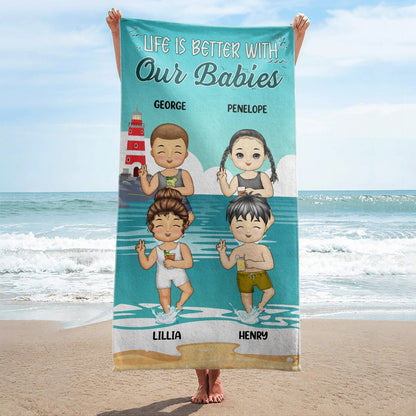 Personalized Beach Towel - “Life Is Better With My Grandkids” Gift for Grandparents