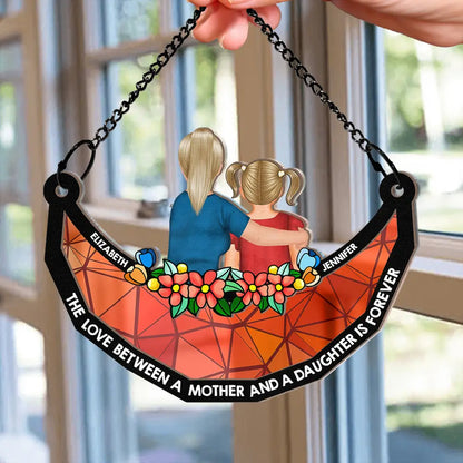 Heartfelt Personalized Mother Daughter Suncatcher Ornament - 'Forever Linked Together'