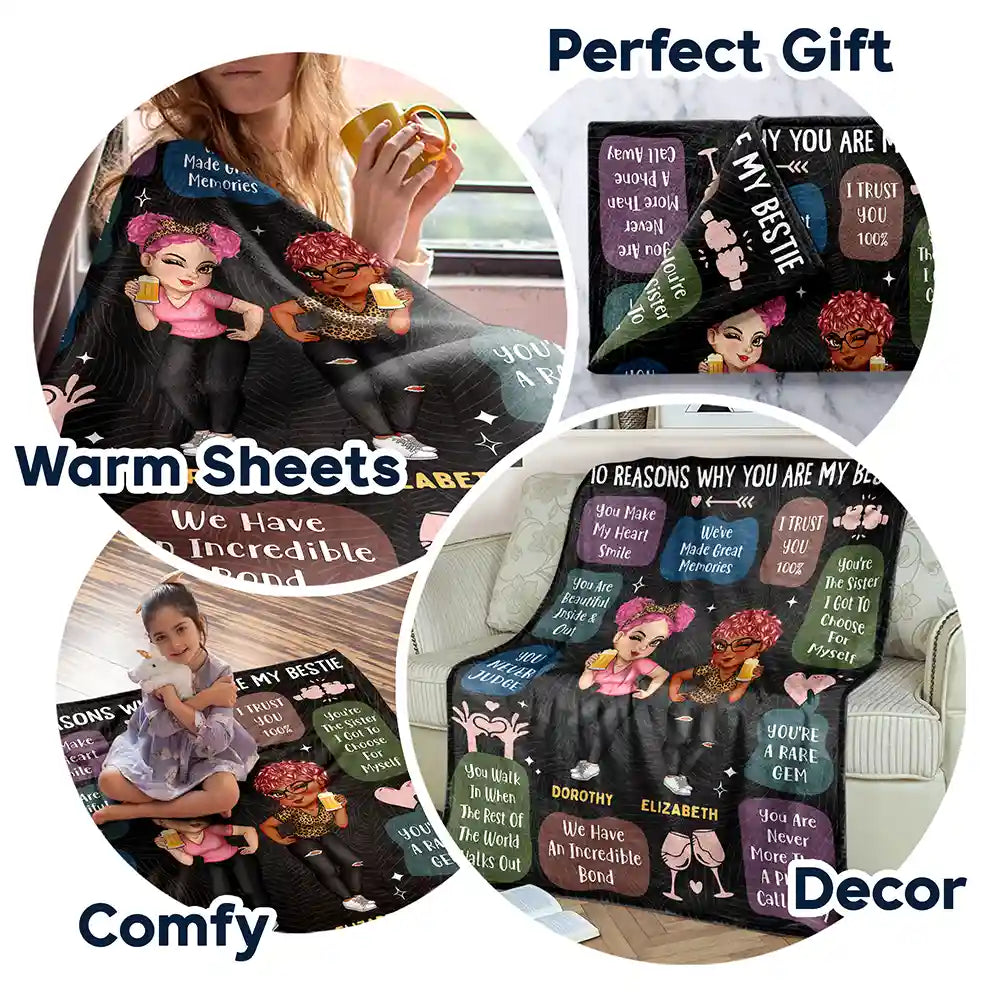 Custom '10 Reasons Why You're My Bestie' Blanket - Personalized Gift