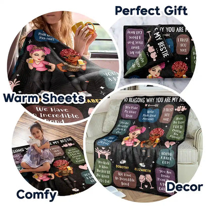 Custom '10 Reasons Why You're My Bestie' Blanket - Personalized Gift