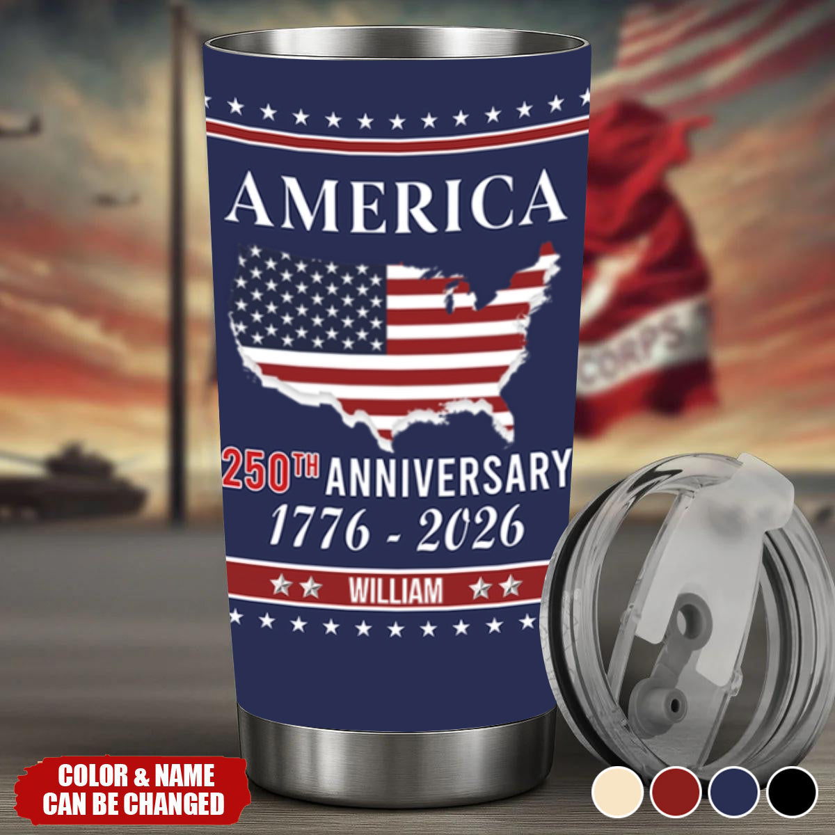 Personalized Family Name America 250th Anniversary Tumbler 1776-2026