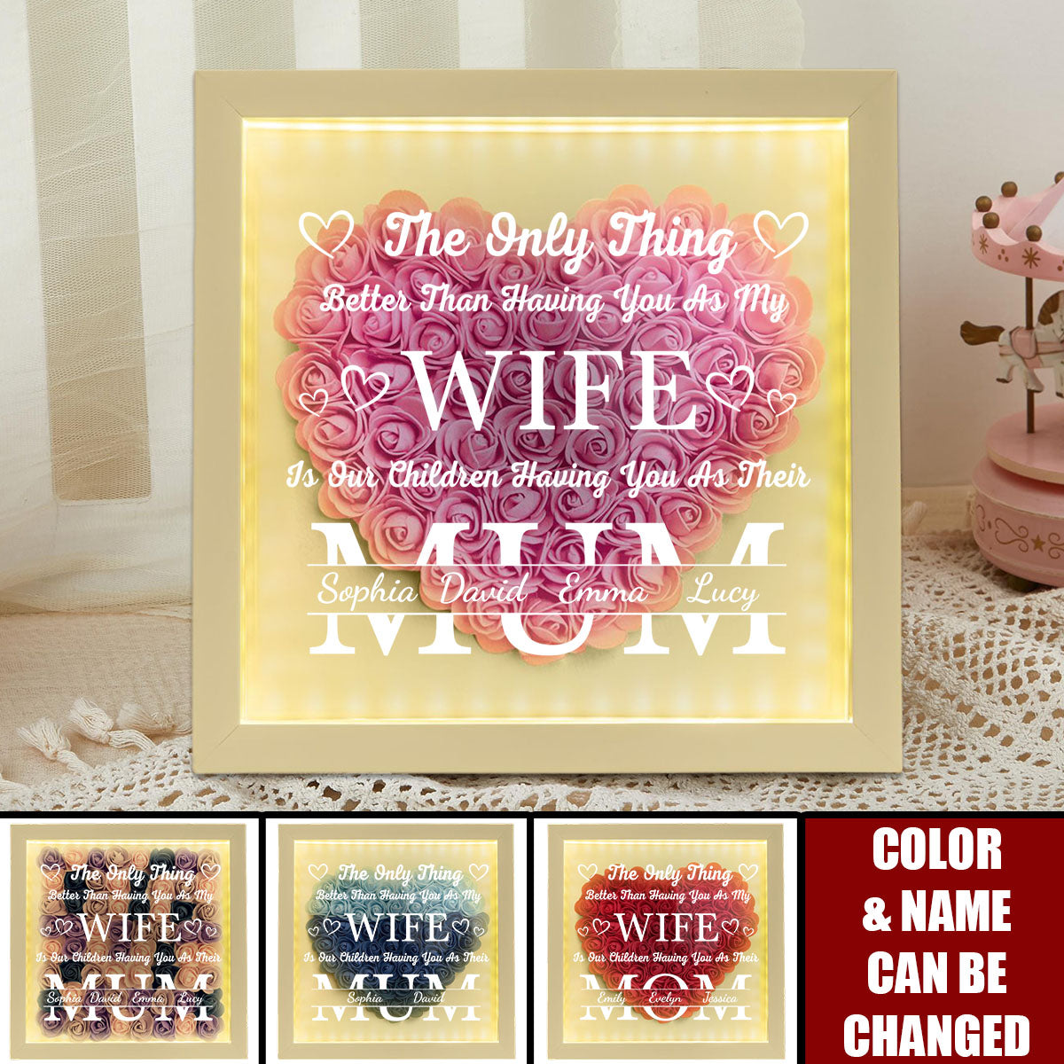 Having You As My Wife Mother's Day Gift - Personalized Flower Shadow Box