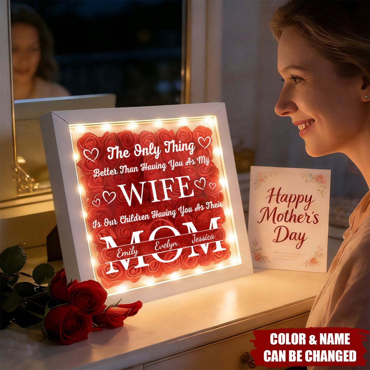 Having You As My Wife Mother's Day Gift - Personalized Flower Shadow Box