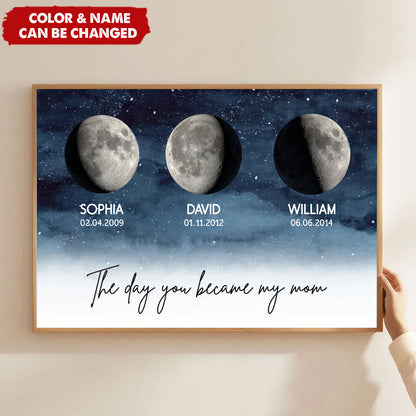 The Day You Became MOM MUM - Personalized Custom Starry Night Poster / Canvas