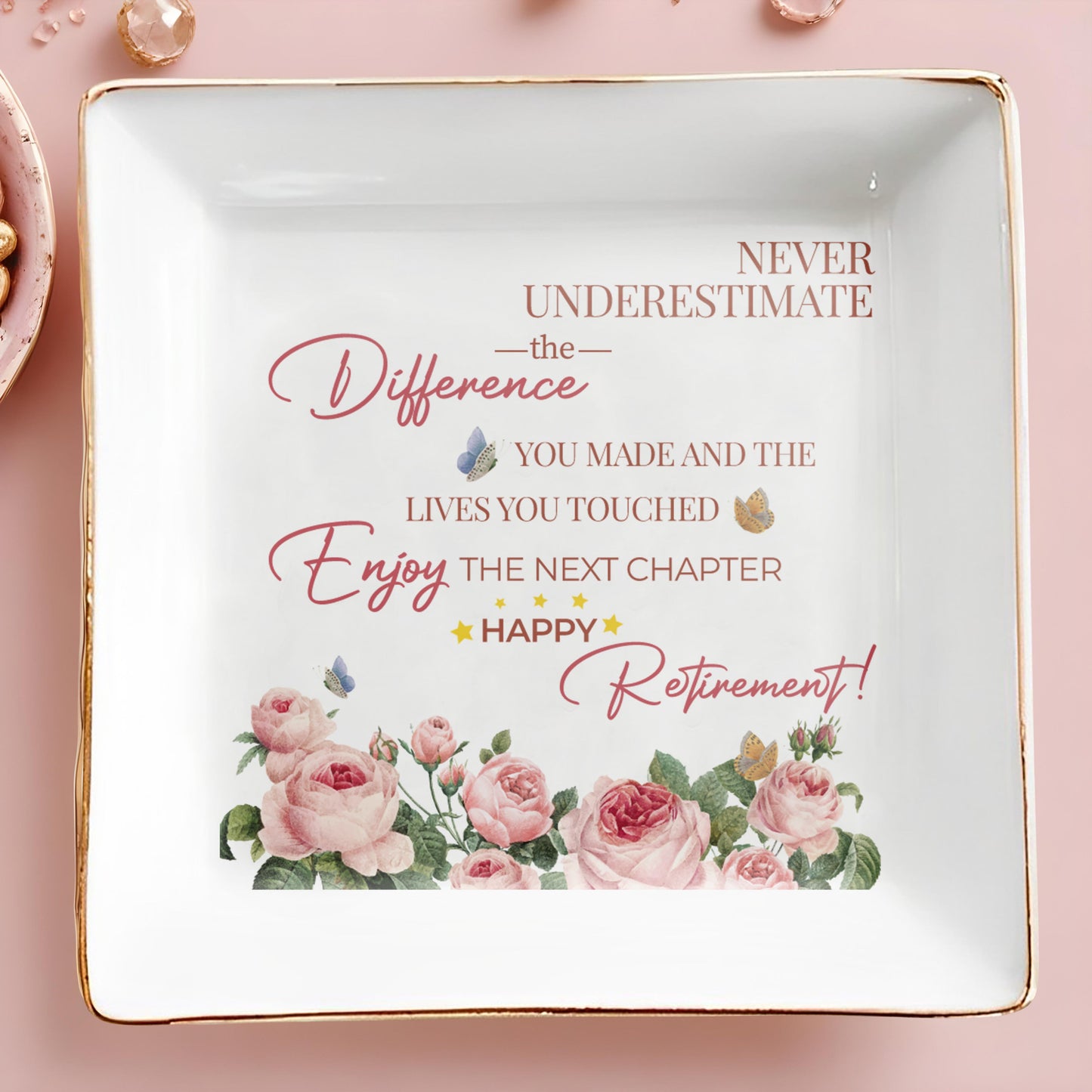 HAPPY RETIREMENT - Personalized Custom Jewelry Dish