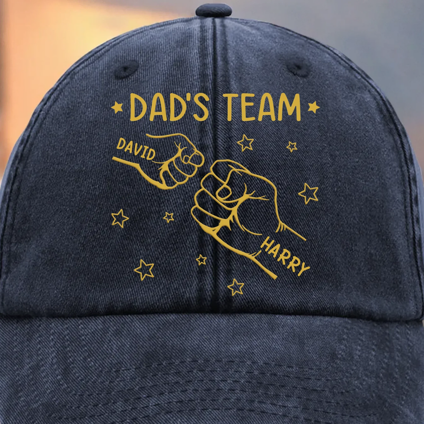 “Grandpa’s Team” Personalized Vintage Washed Denim Cap - Custom Father’s Day Gift