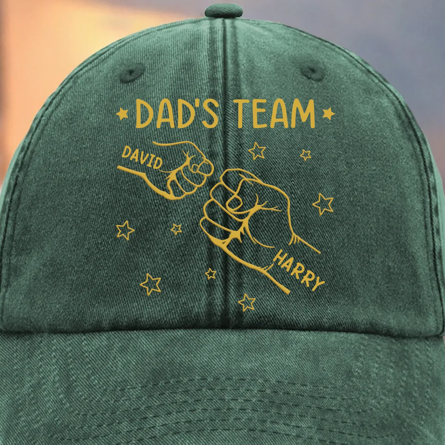 “Grandpa’s Team” Personalized Vintage Washed Denim Cap - Custom Father’s Day Gift