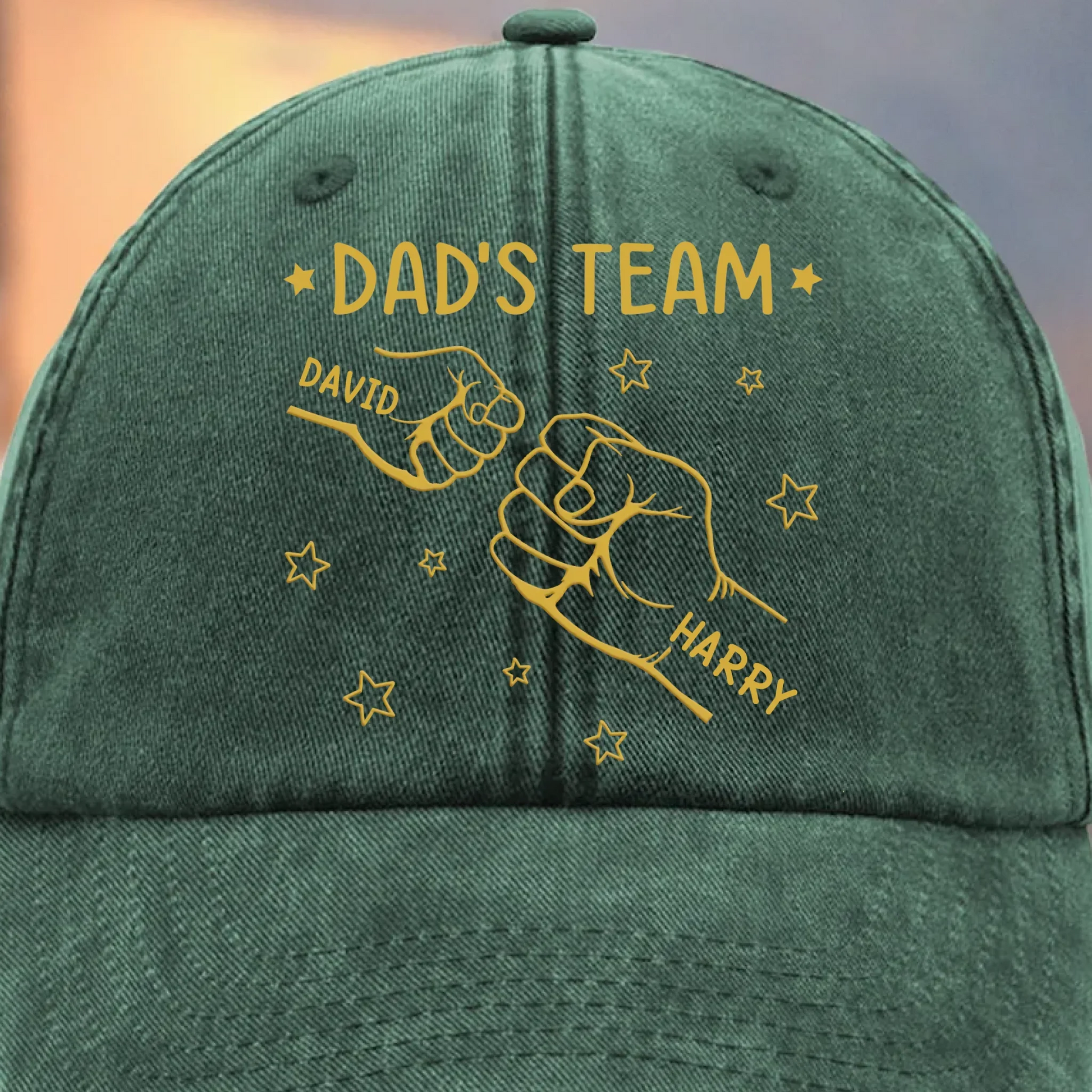 “Grandpa’s Team” Personalized Vintage Washed Denim Cap - Custom Father’s Day Gift