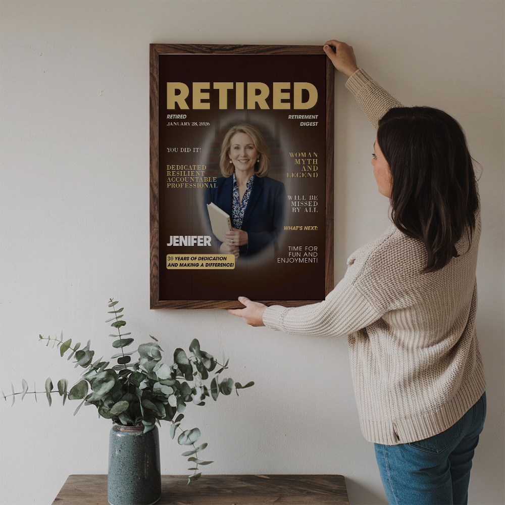 Personalized Custom Photo Retired Magazine Poster / Canvas Prints - Custom Retirement Gift