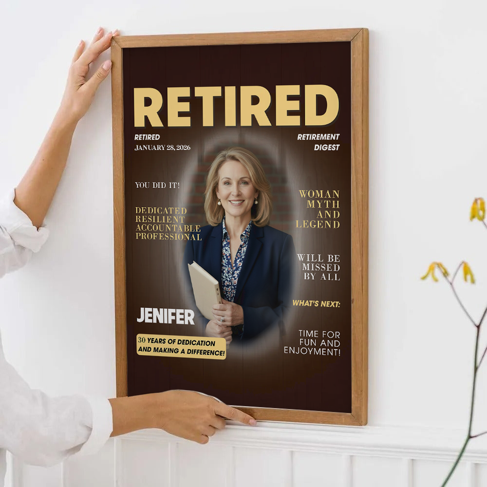 Personalized Custom Photo Retired Magazine Poster / Canvas Prints - Custom Retirement Gift