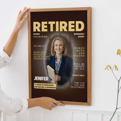 Personalized Custom Photo Retired Magazine Poster / Canvas Prints - Custom Retirement Gift