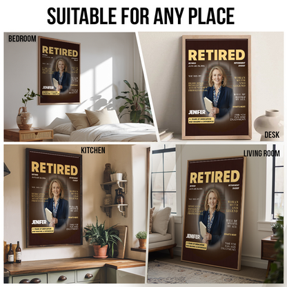 Personalized Custom Photo Retired Magazine Poster / Canvas Prints - Custom Retirement Gift