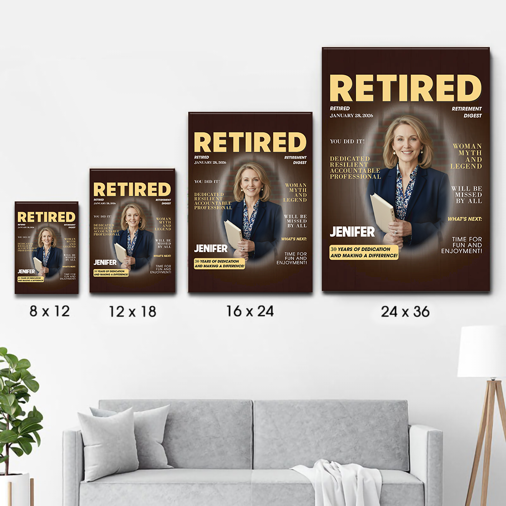 Personalized Custom Photo Retired Magazine Poster / Canvas Prints - Custom Retirement Gift