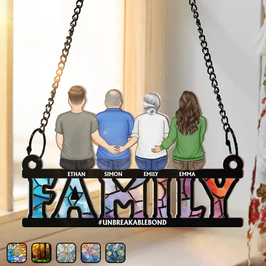 Personalized 'Family Forever' Suncatcher Ornament for Dad & Family