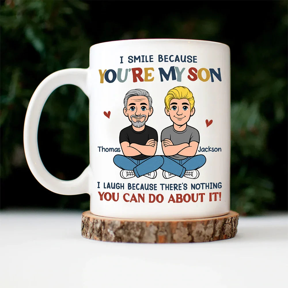 Gift For Wife,Gift For Mother,Mom - Sons,Gift For Daughter,Mom - Daughters (Adult),Dad - Daughters (Adult),Dad - Sons,Gift For Son,Funny - I Smile Because You Are My Daughter Son Retro - Personalized Mug