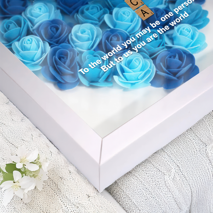Personalized Family Name Crossword Flower Shadow Box - Custom Gift For Mother's Day