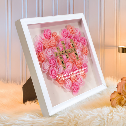 Personalized Family Name Crossword Flower Shadow Box - Custom Gift For Mother's Day