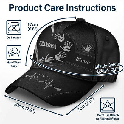 Personalised Classic Cap with Kids Handprints - Gift For Dad & Grandpa