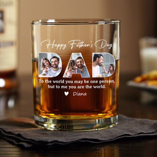 Personalized Father’s Day Whiskey Glass - Custom Photo Family Gift for Dad