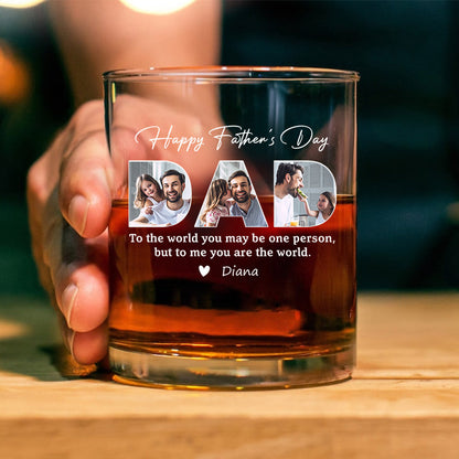 Personalized Father’s Day Whiskey Glass - Custom Photo Family Gift for Dad