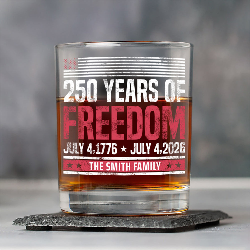 Personalized Whiskey Glass: 250 Years of Freedom 1776-2026