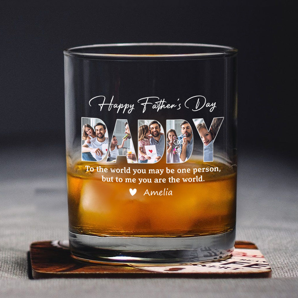 Personalized Father’s Day Whiskey Glass - Custom Photo Family Gift for Dad