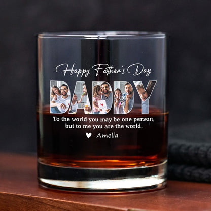 Personalized Father’s Day Whiskey Glass - Custom Photo Family Gift for Dad