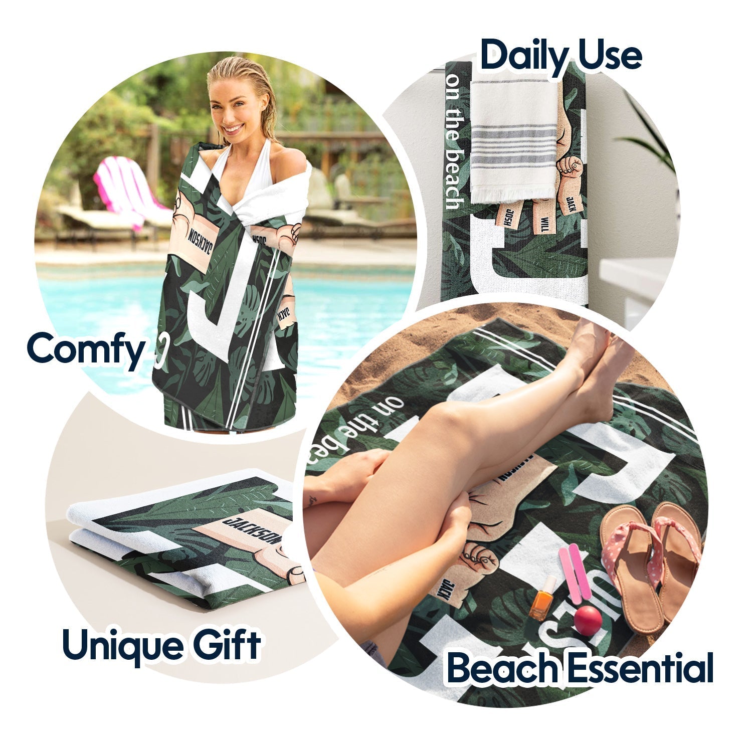 Personalized 'Coolest Dad On The Beach' Towel - Custom Fist Bump Gift for Father