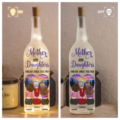 Custom Mother Daughter Bottle Light: 'Forever Linked Together' Keepsake