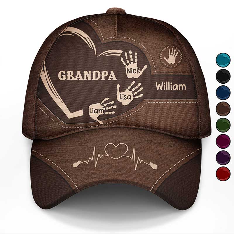 Personalised Classic Cap with Kids Handprints - Gift For Dad & Grandpa