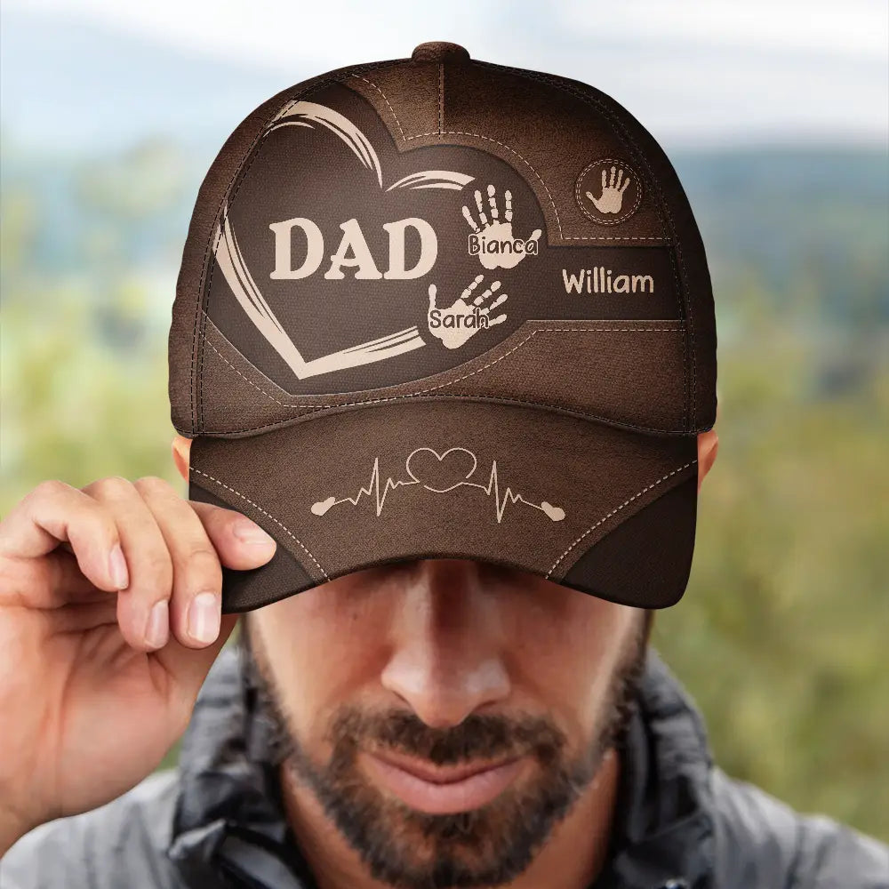 Personalised Classic Cap with Kids Handprints - Gift For Dad & Grandpa