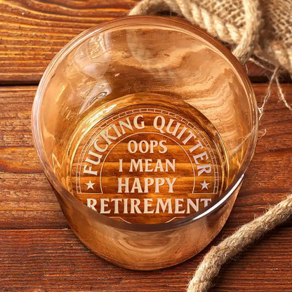 Retirement, Gift For Grandparents, Parents, Gift For Yourself, Gift For Men, Gift For Women, Gifts For Colleagues - Oops I Mean Happy Retirement - Personalized Engraved Whiskey Glass
