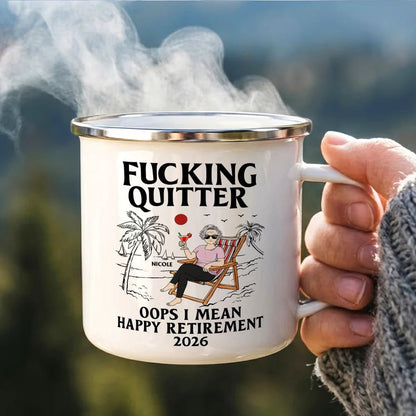 Oops I Mean Happy Retirement - Personalized Enamel Mug
