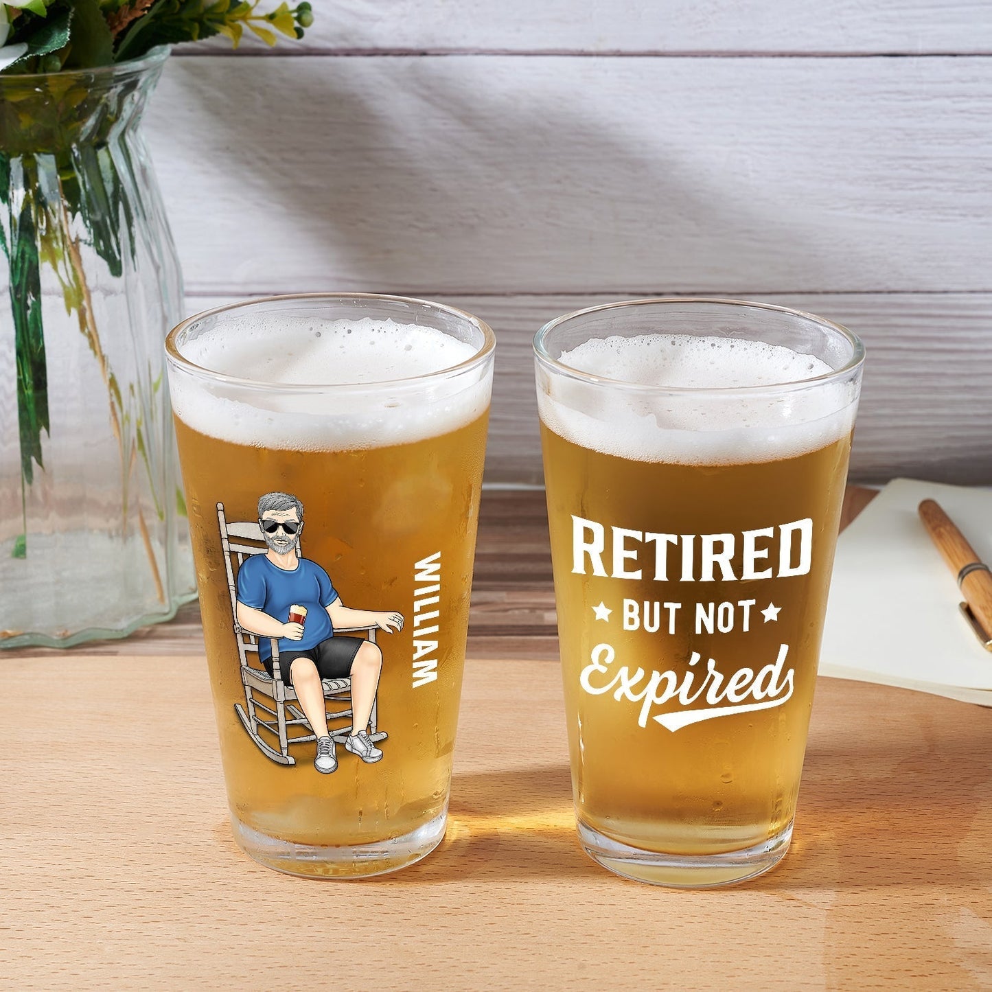 The Legend Has Retired - Personalized Beer Glass