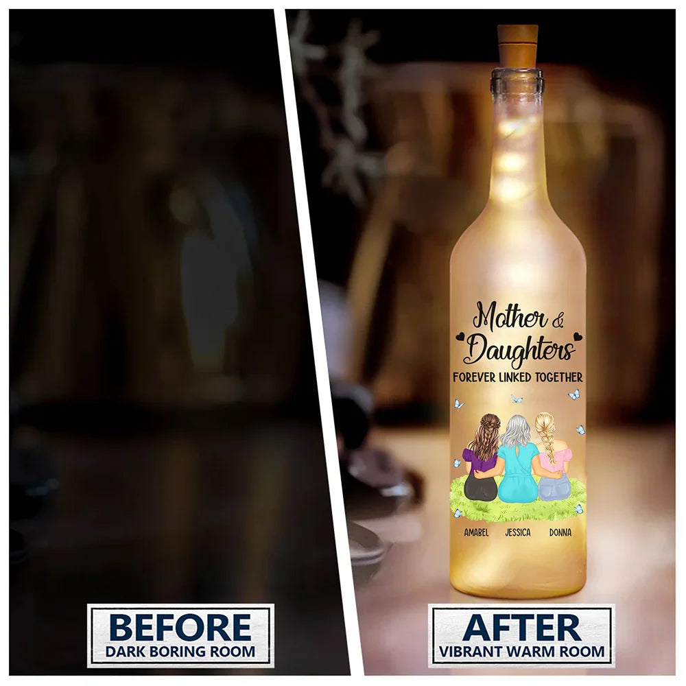 Gift For Mother,Gift For Daughter,Gift For Son,Mom - Sons,Mom - Daughters (Adult),Mom - Children,Love - Mother & Daughter Forever Linked Together - Personalized Bottle Light