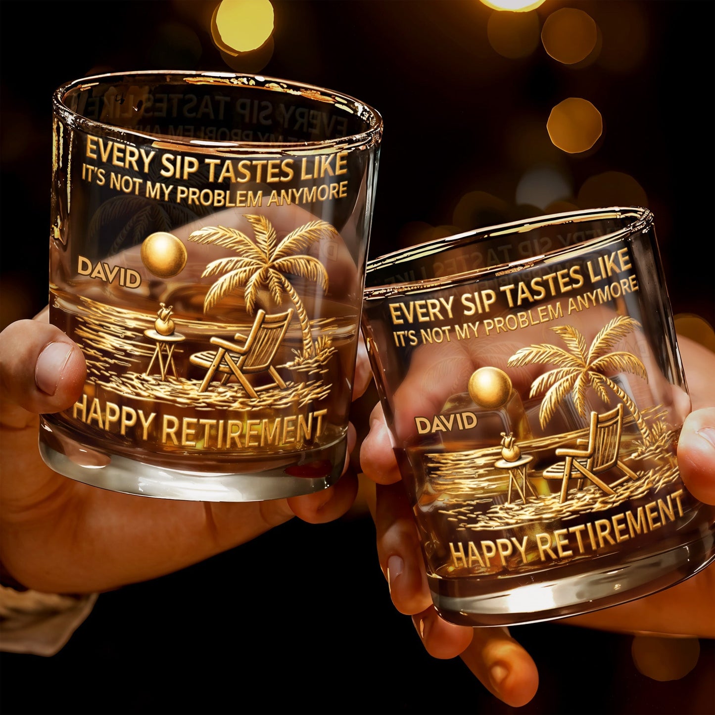 Every Sip Tastes Like Happy Retirement, Palm Trees Beach Chair Sun