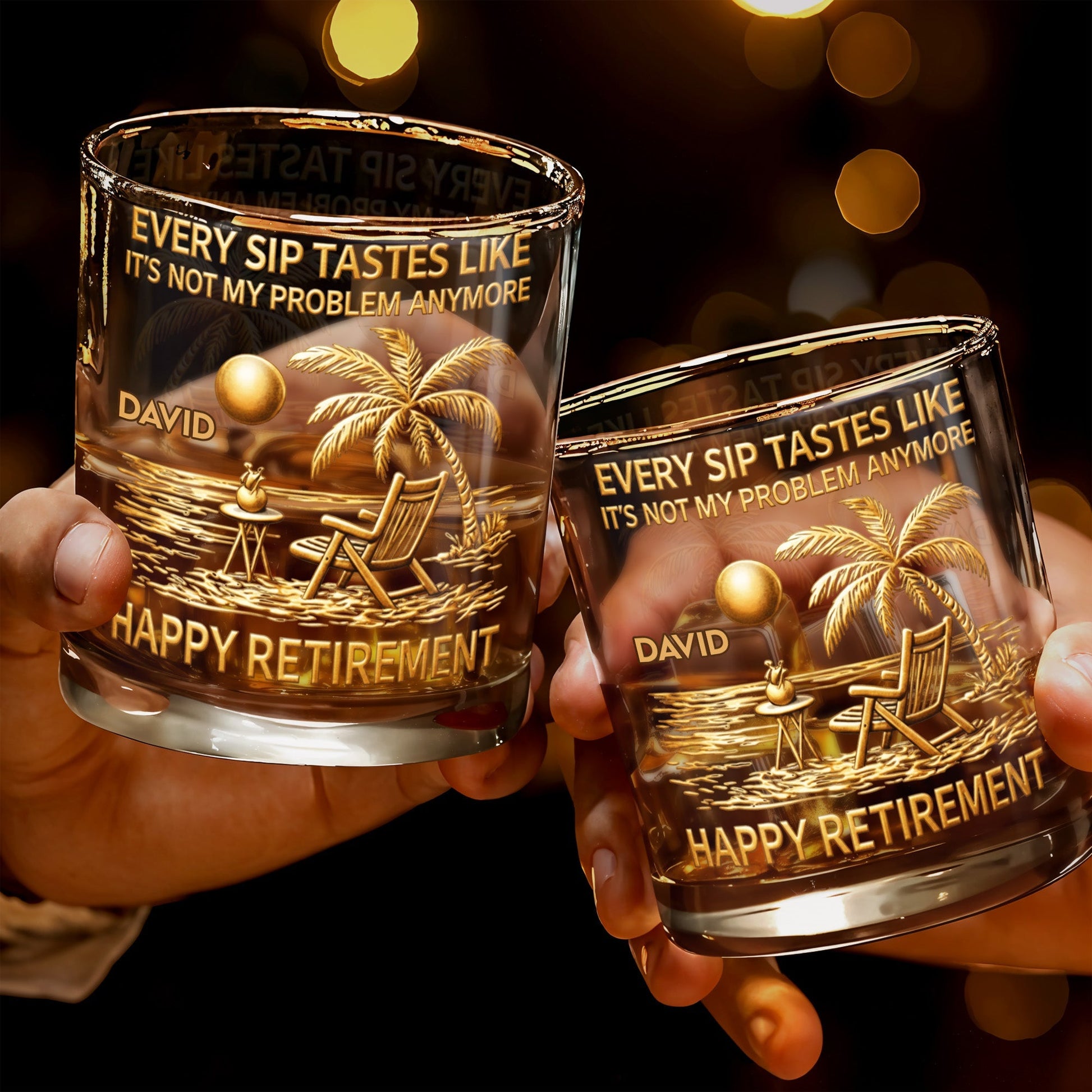 Every Sip Tastes Like Happy Retirement, Palm Trees Beach Chair Sun