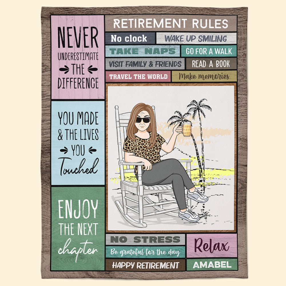 Retirement Rules Enjoy The Next Chapter - Personalized Custom Blanket