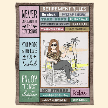 Retirement Rules Enjoy The Next Chapter - Personalized Custom Blanket