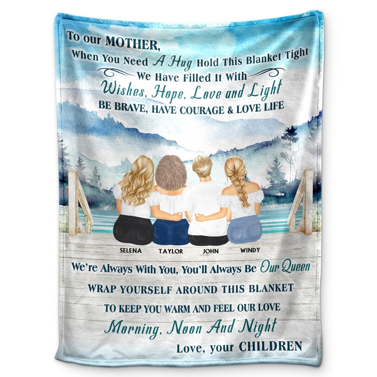 Custom Blanket for Mom: "When You Need A Hug Hold This Blanket Tight"