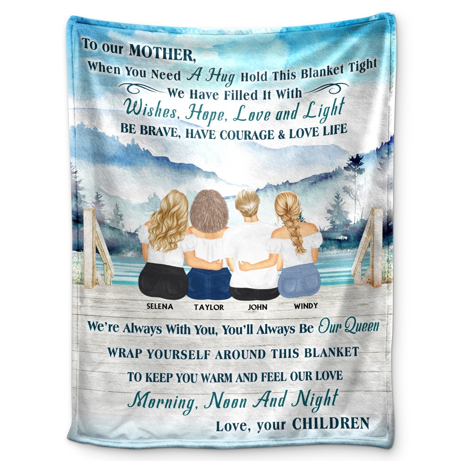 Custom Blanket for Mom: "When You Need A Hug Hold This Blanket Tight"