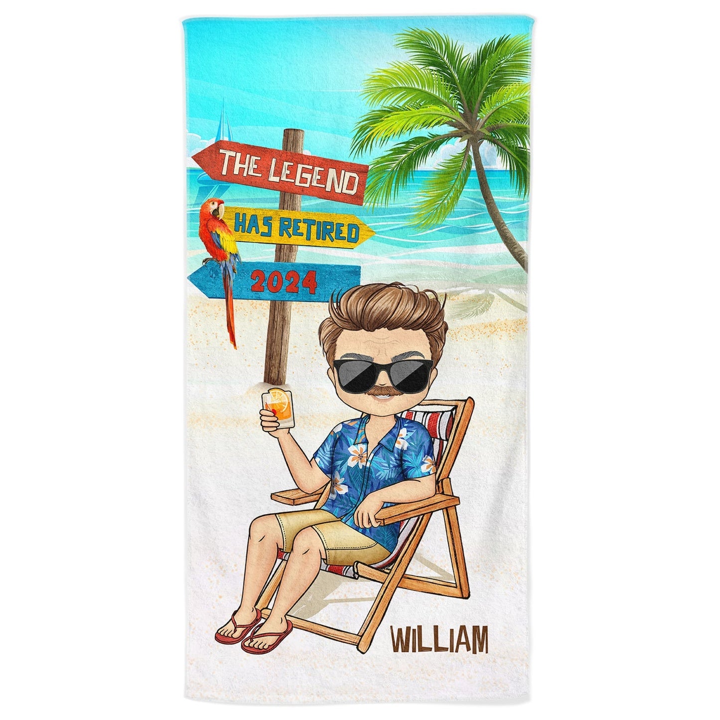 Personalized "The Legend Has Retired" Beach Towel - Custom Gift For Dad & Grandpa