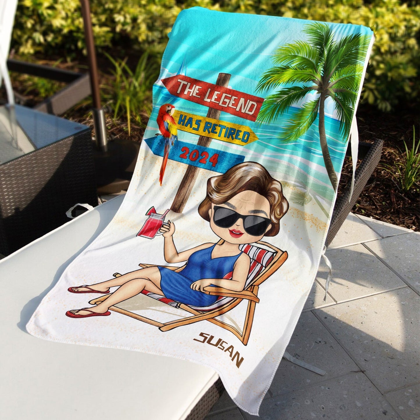 Personalized "The Legend Has Retired" Beach Towel - Custom Gift For Dad & Grandpa