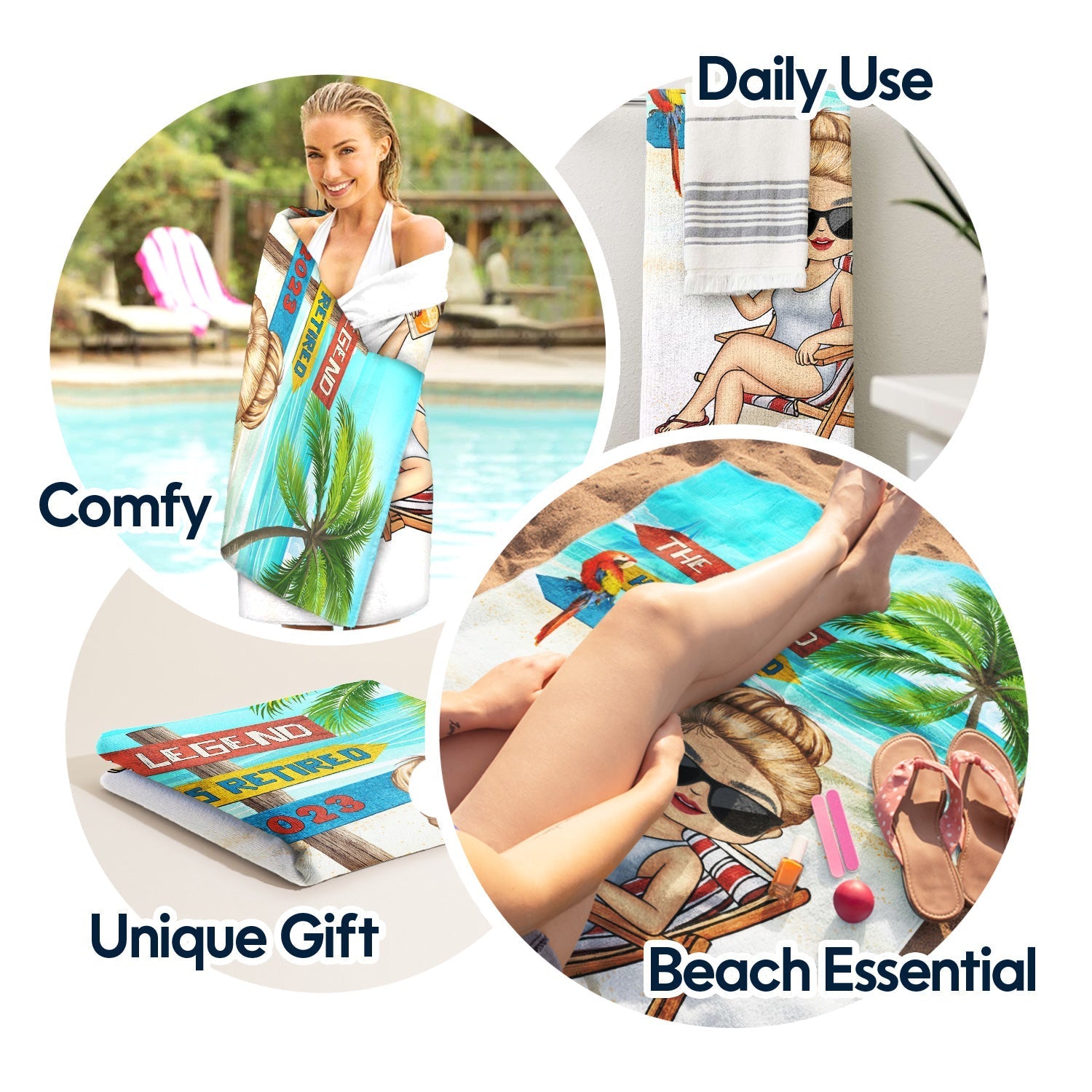 Personalized "The Legend Has Retired" Beach Towel - Custom Gift For Dad & Grandpa