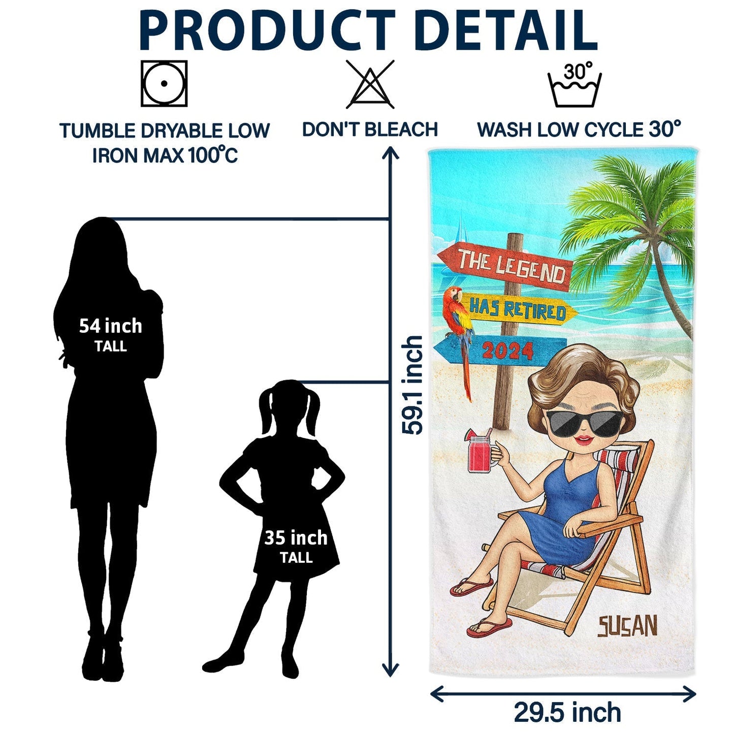 Personalized "The Legend Has Retired" Beach Towel - Custom Gift For Dad & Grandpa