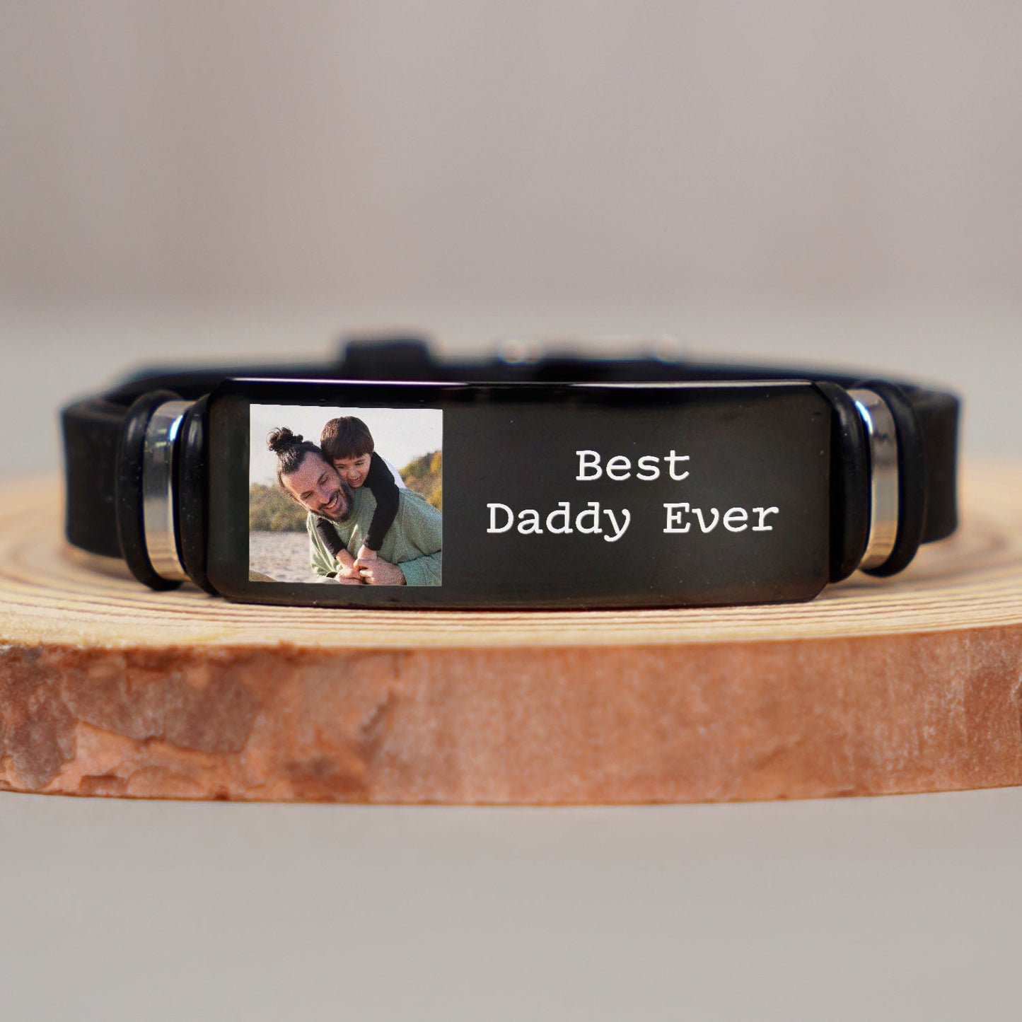 Custom Photo Bracelet for Dad: "This Daddy Is Loved By [Name]" Gift